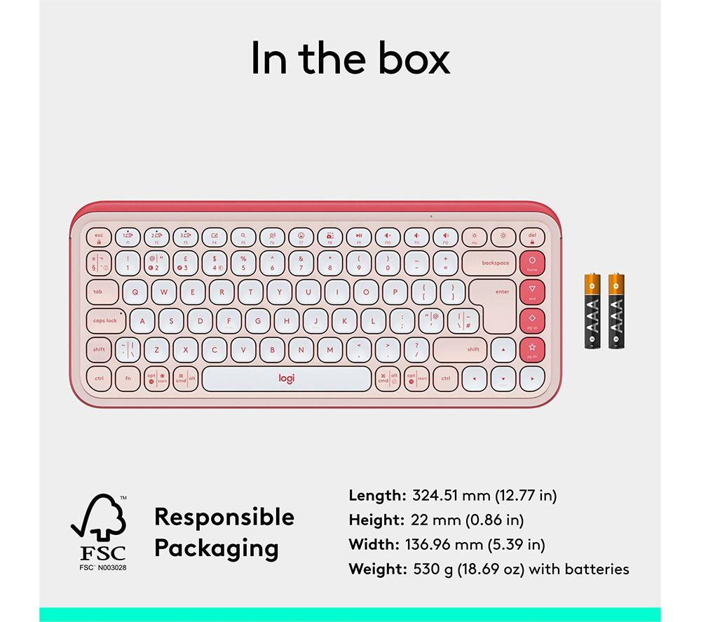 LOGITECH Pop Icon Keys Wireless Keyboard - Rose image number 10 of 11