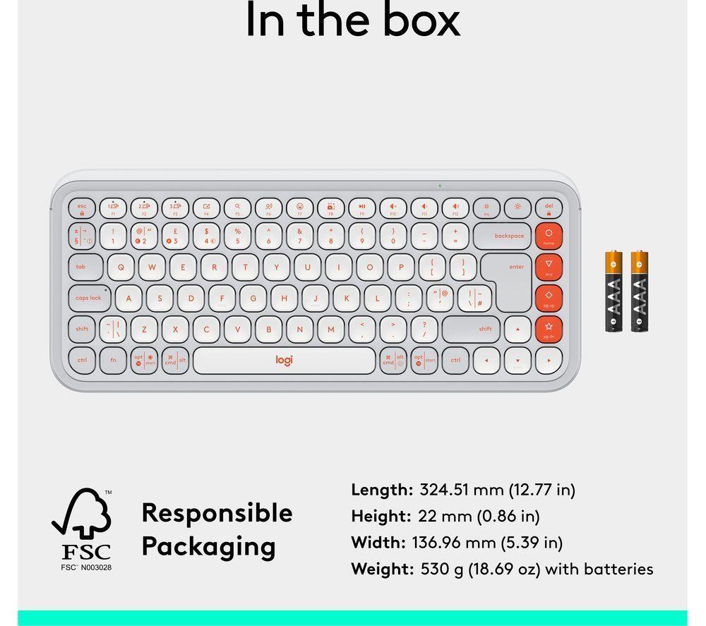 LOGITECH Pop Icon Keys Wireless Keyboard - White image number 2 of 11
