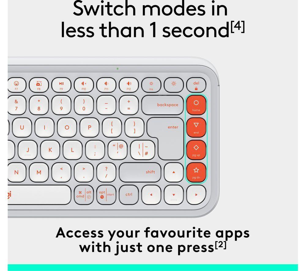LOGITECH Pop Icon Keys Wireless Keyboard - White image number 7 of 11