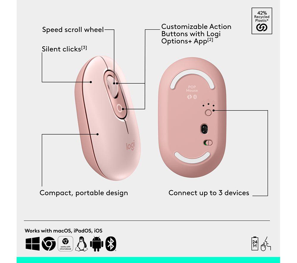 LOGITECH Pop Icon Wireless Optical Mouse - Rose image number 6 of 11