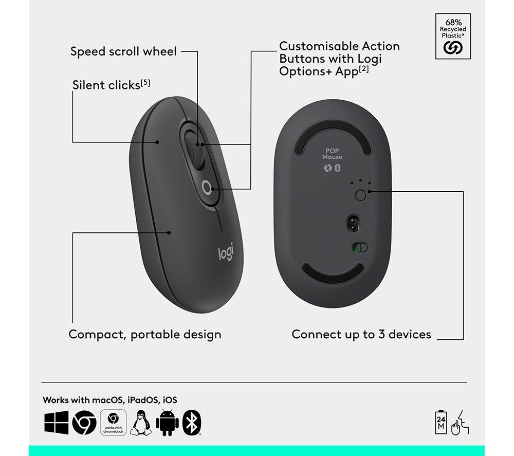 LOGITECH Pop Icon Combo Wireless Keyboard & Mouse Set - Graphite image number 7 of 11