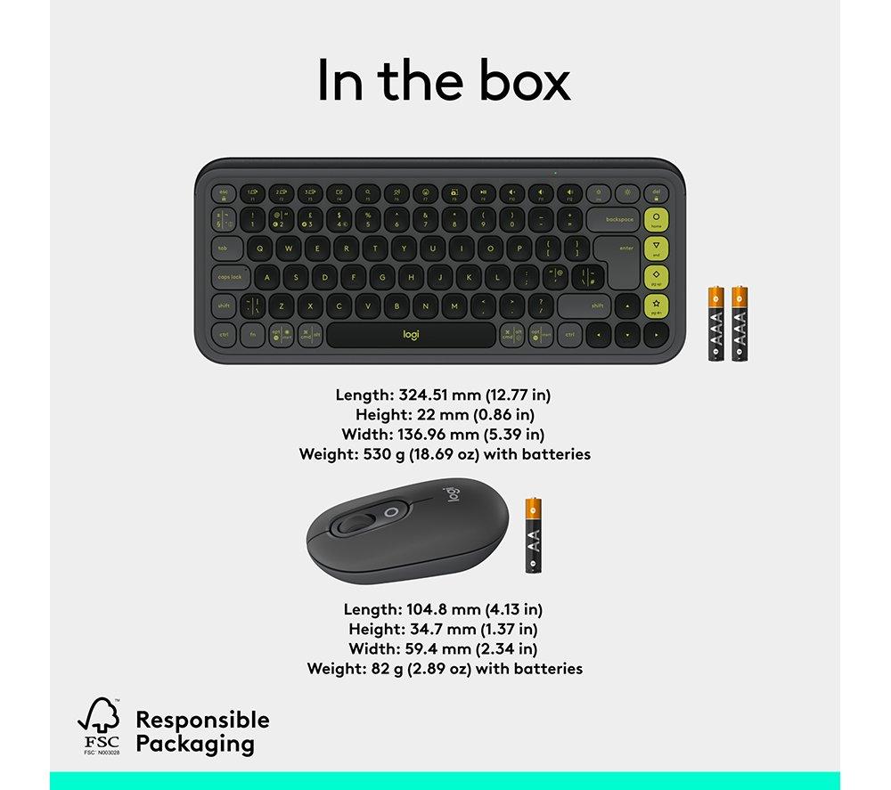 LOGITECH Pop Icon Combo Wireless Keyboard & Mouse Set - Graphite image number 10 of 11