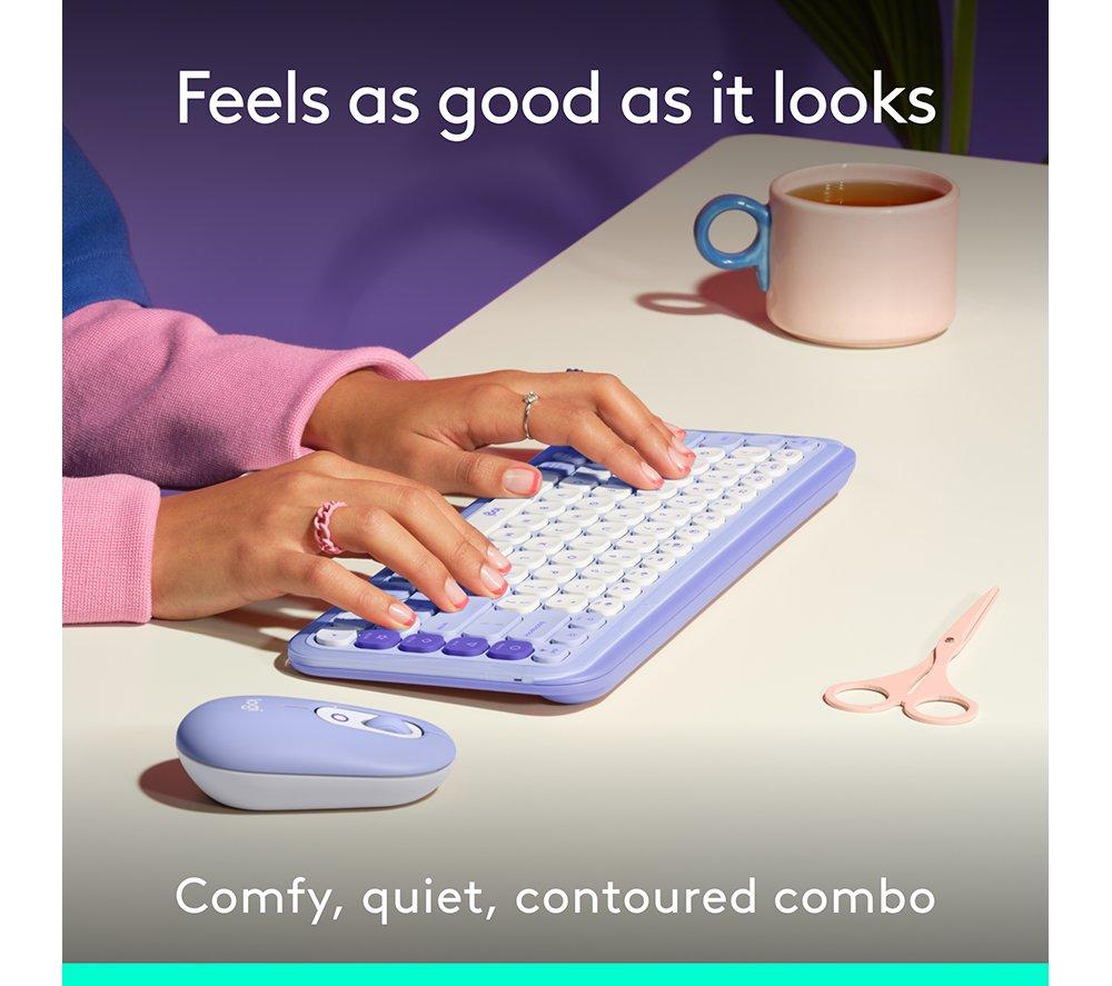 LOGITECH Pop Icon Combo Wireless Keyboard & Mouse Set - Lilac image number 3 of 11