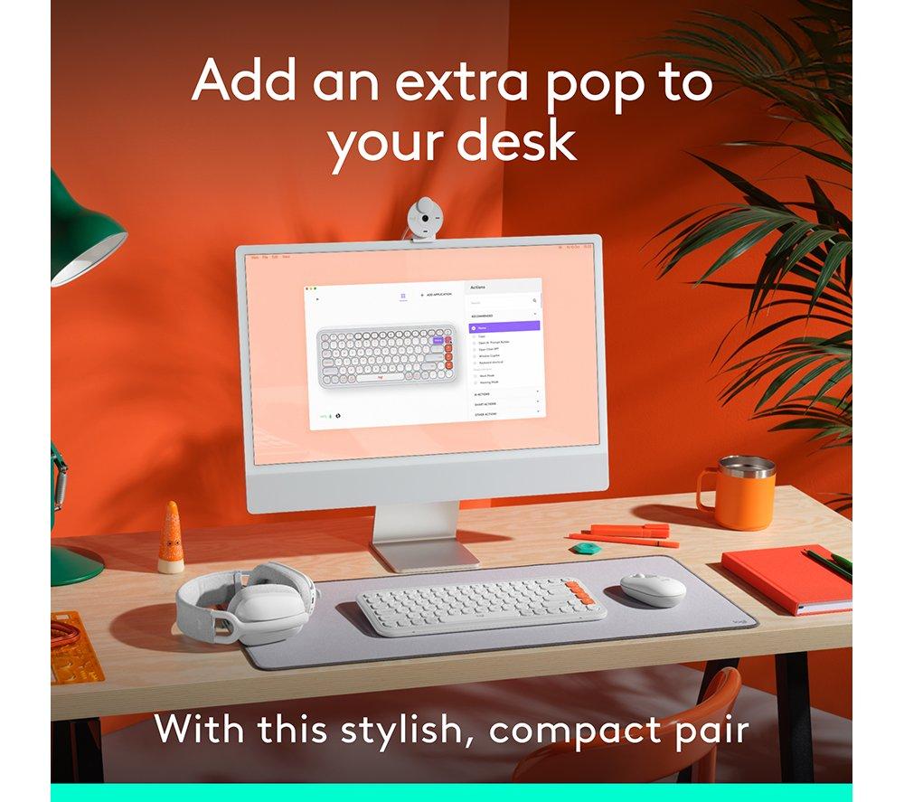 LOGITECH Pop Icon Combo Wireless Keyboard & Mouse Set - White image number 2 of 11