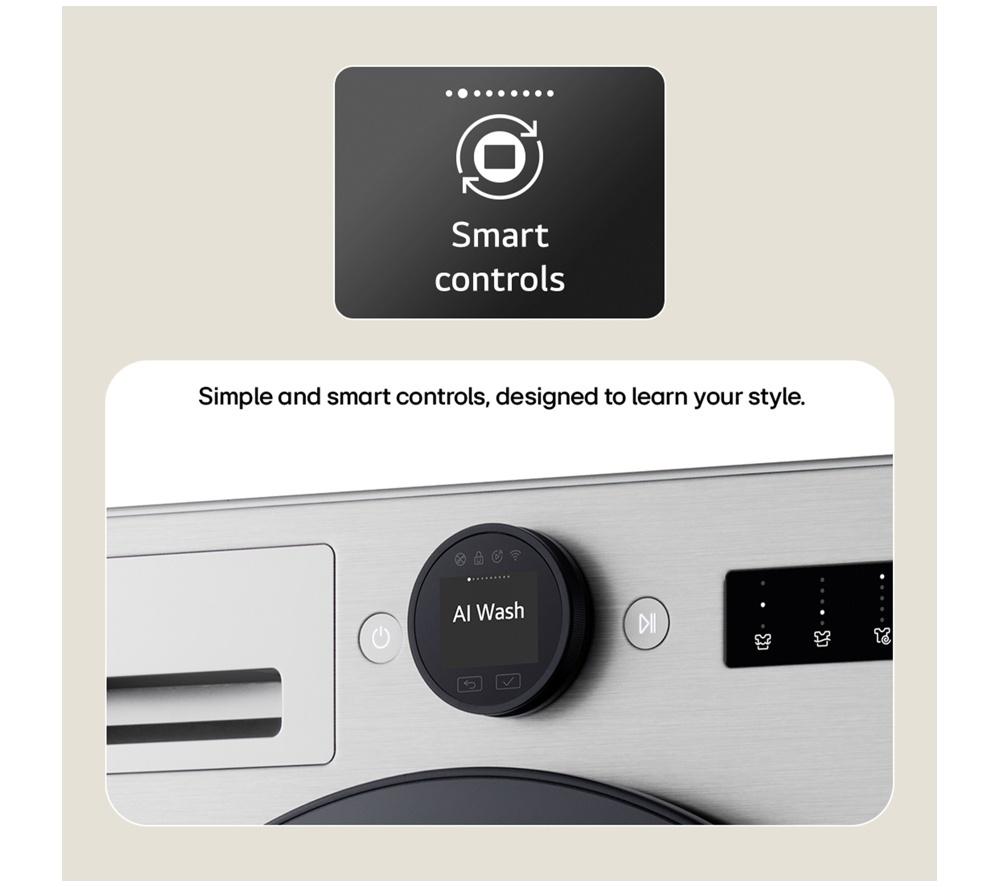 LG Series 7 AI Direct Drive F4X7009TBB WiFi-enabled 9 kg 1400 Spin Washing Machine - Matte Black image number 6 of 18