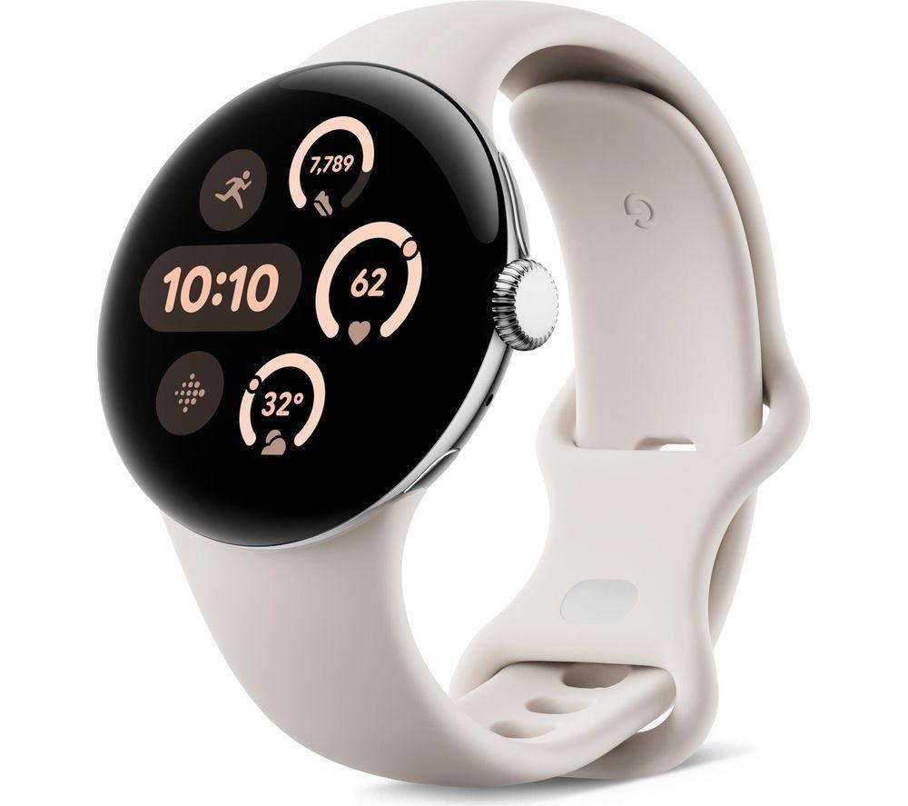 GOOGLE Pixel Watch 3 4G LTE - Silver, Porcelain Band, 41 mm