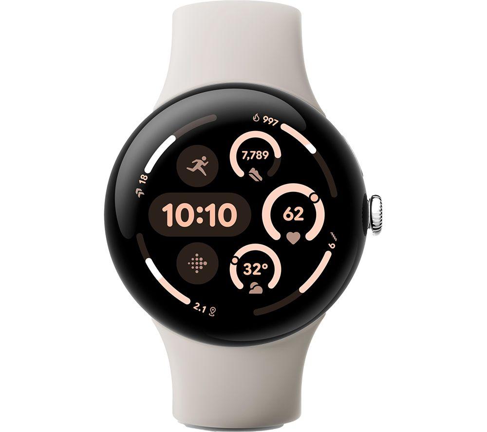 GOOGLE Pixel Watch 3 WiFi - Silver, Porcelain Band, 45 mm image number 2 of 9