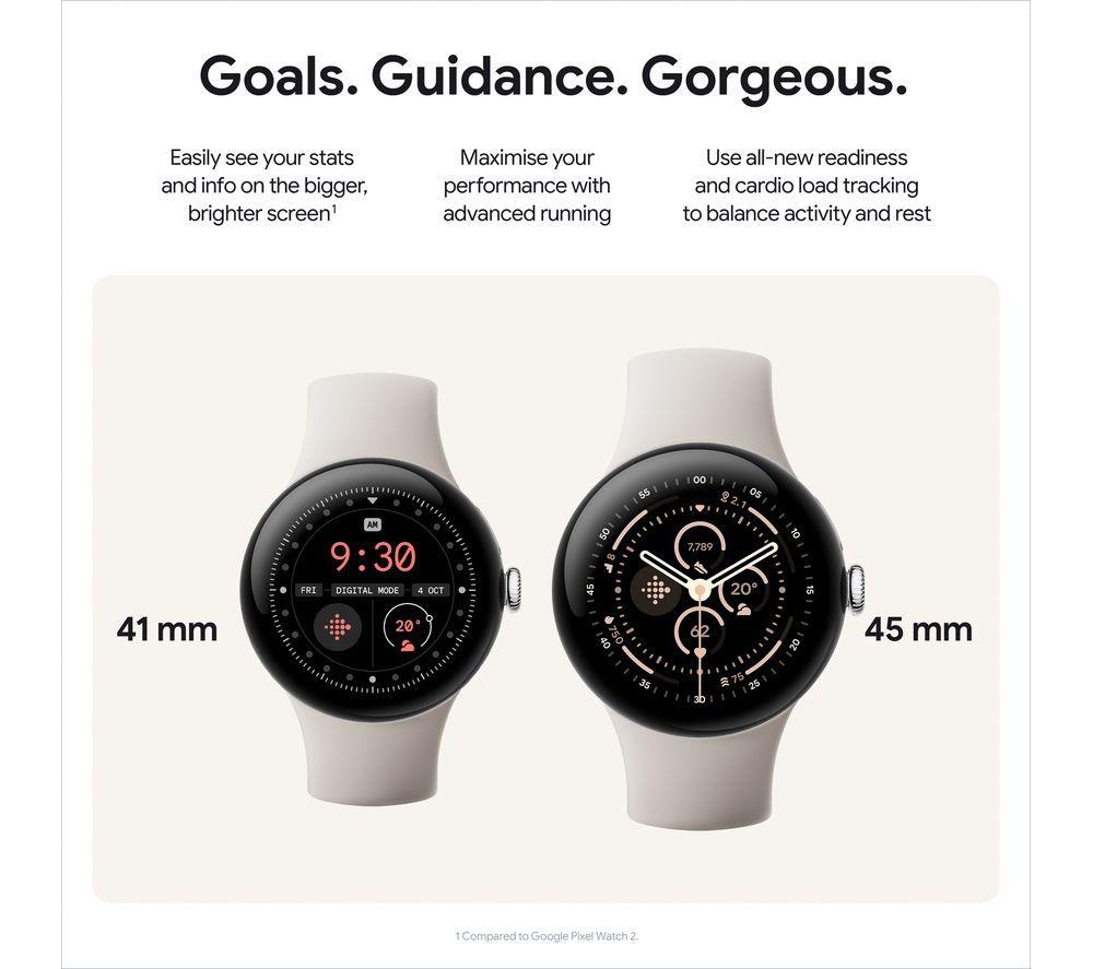 GOOGLE Pixel Watch 3 4G LTE - Silver, Porcelain Band, 45 mm image number 5 of 13