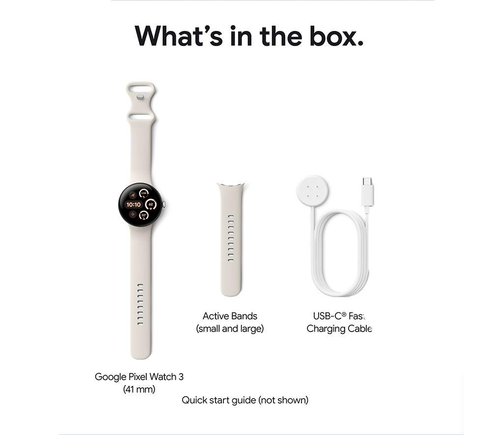GOOGLE Pixel Watch 3 WiFi - Silver, Porcelain Band, 41 mm image number 8 of 9