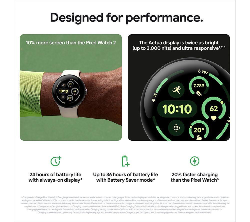GOOGLE Pixel Watch 3 WiFi - Silver, Porcelain Band, 41 mm image number 9 of 9
