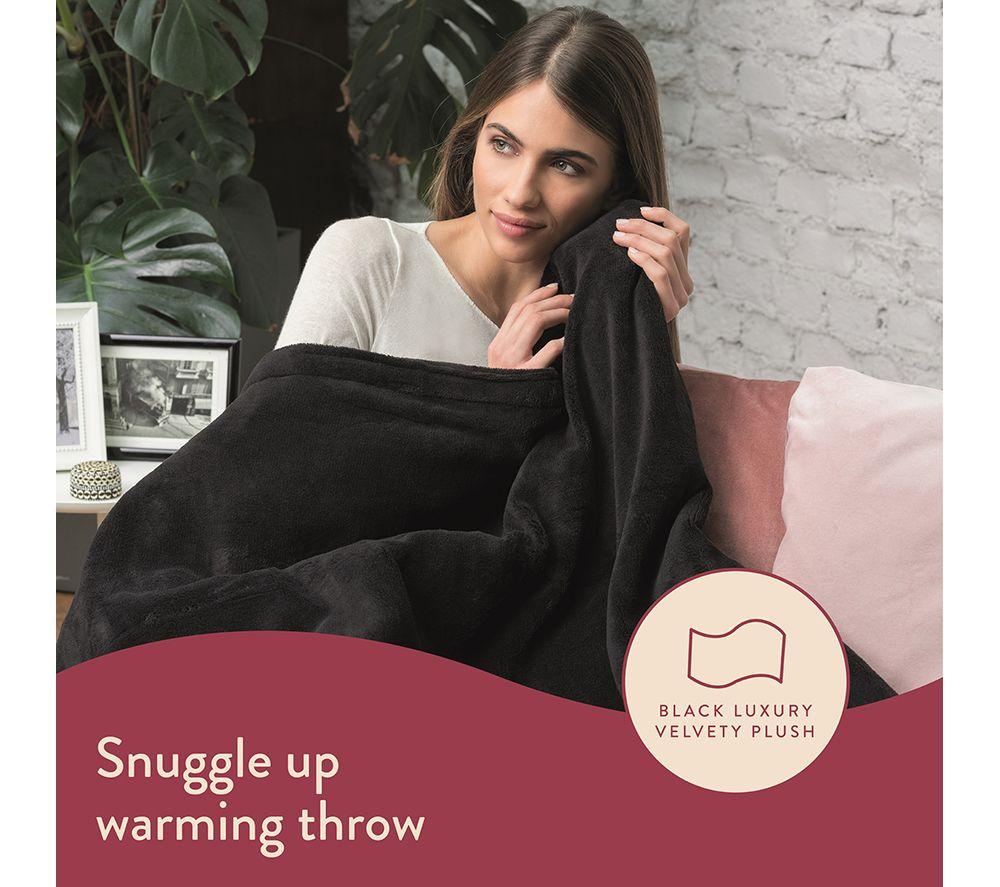 DREAMLAND Snuggle Up Velvet Heated Throw - Black, 160 x 120 cm image number 2 of 8