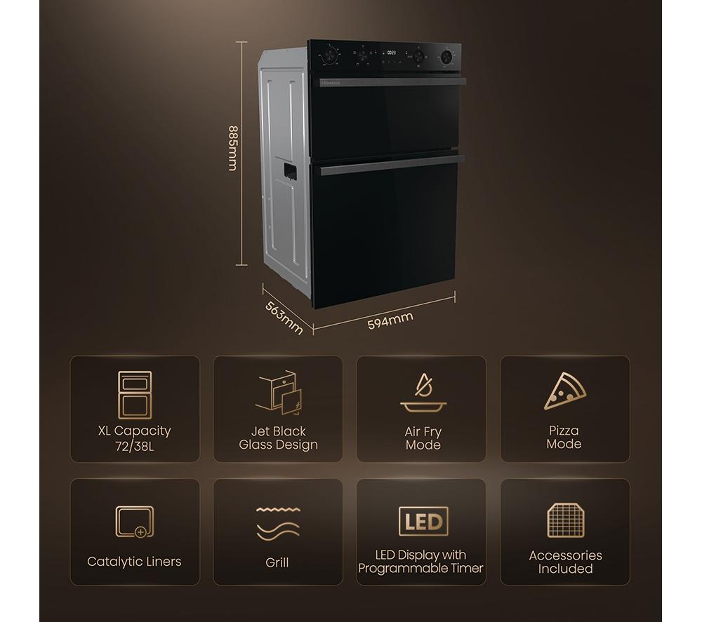 HISENSE Hi6 72/38L BID914221CDBG Electric Double Oven - Black image number 3 of 16