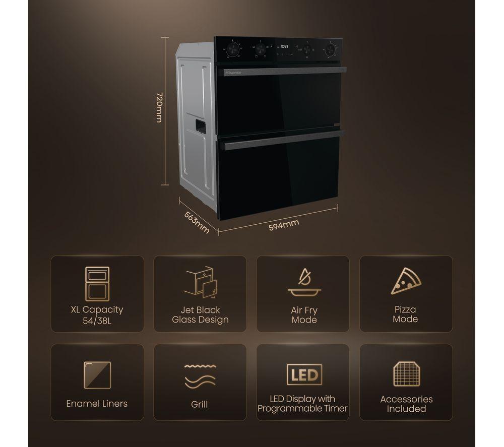 HISENSE Hi6 54/38L BUD714221ADBG Electric Built-under Double Oven - Black image number 2 of 15