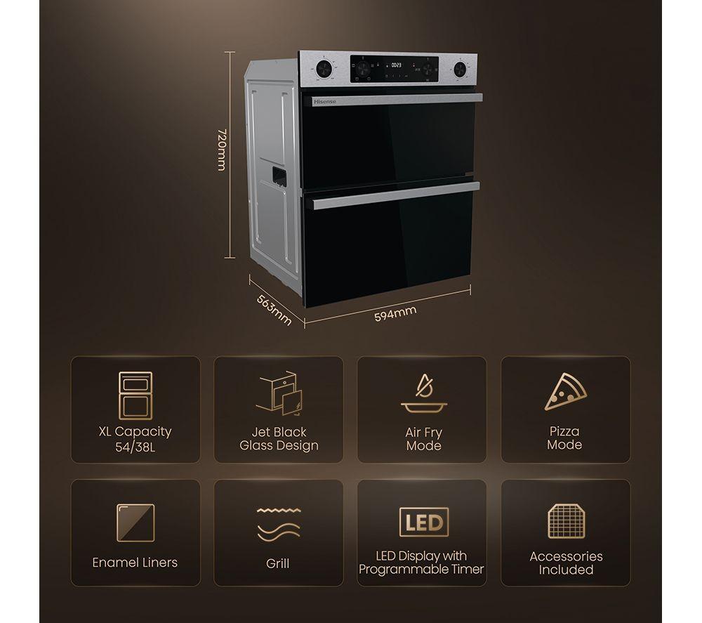 HISENSE Hi6 54/38L BUD714221AX Electric Built-under Double Oven - Stainless Steel image number 2 of 15