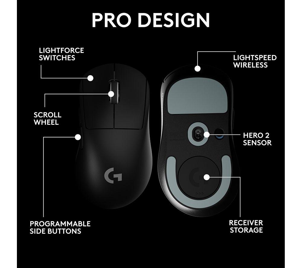 LOGITECH Pro X Superlight 2 Dex Wireless Optical Gaming Mouse - Black image number 8 of 34