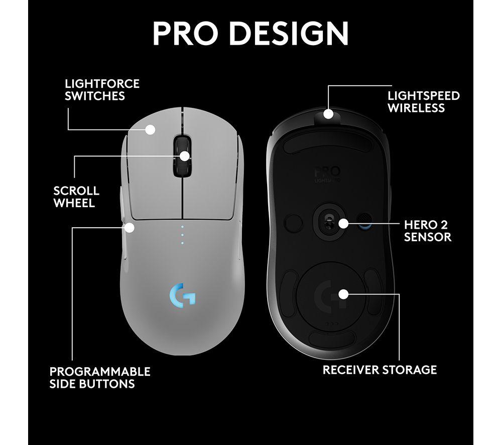 LOGITECH PRO 2 Lightspeed RGB Wireless Optical Gaming Mouse - White image number 7 of 18
