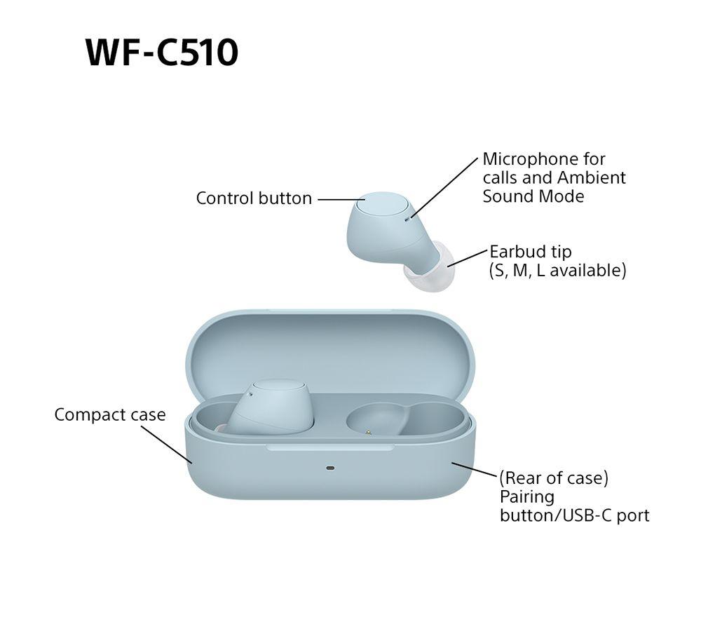 SONY WF-C510 Wireless Bluetooth Earbuds - Blue image number 15 of 18