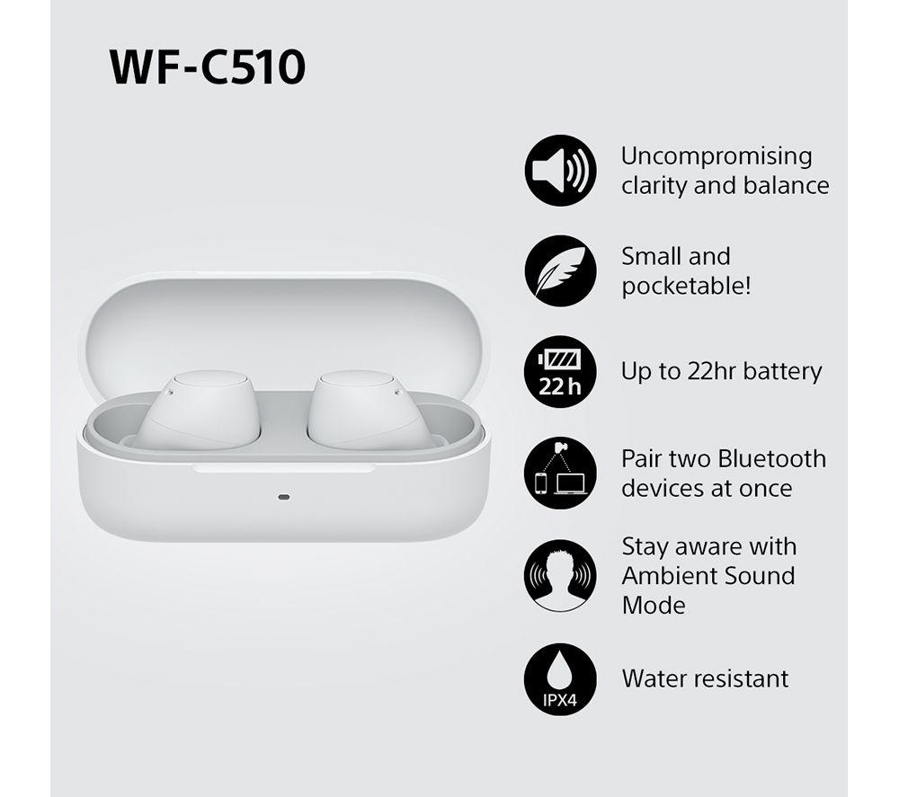 SONY WF-C510 Wireless Bluetooth Earbuds - White image number 3 of 19