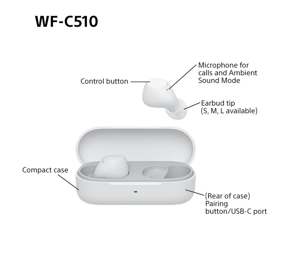 SONY WF-C510 Wireless Bluetooth Earbuds - White image number 15 of 19