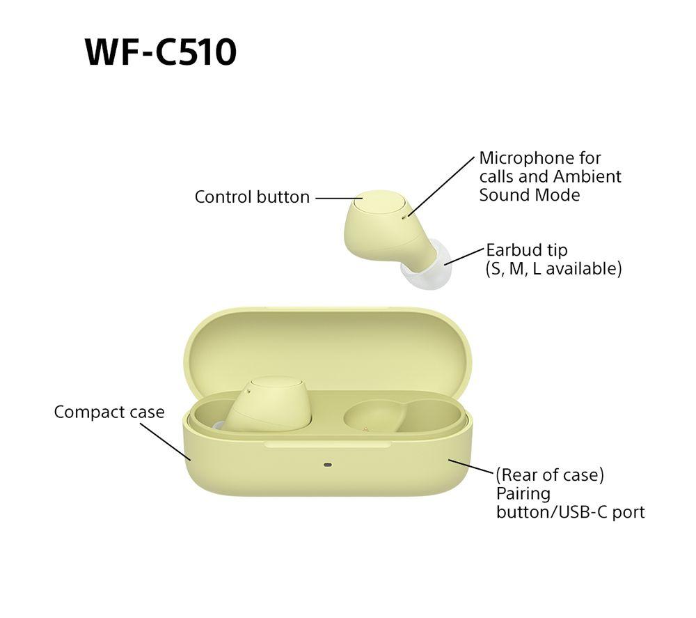 SONY WF-C510 Wireless Bluetooth Earbuds - Yellow image number 15 of 18