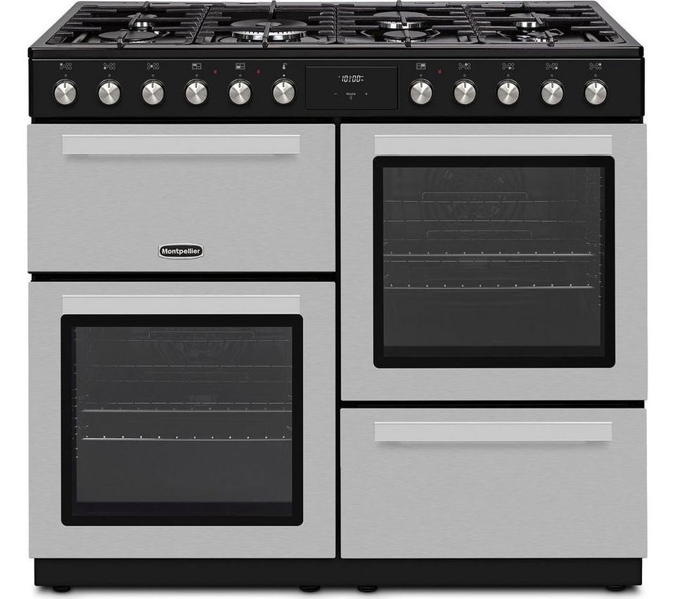 MONTPELLIER MDFRC100X 100 cm Dual Fuel Range Cooker - Inox & Chrome