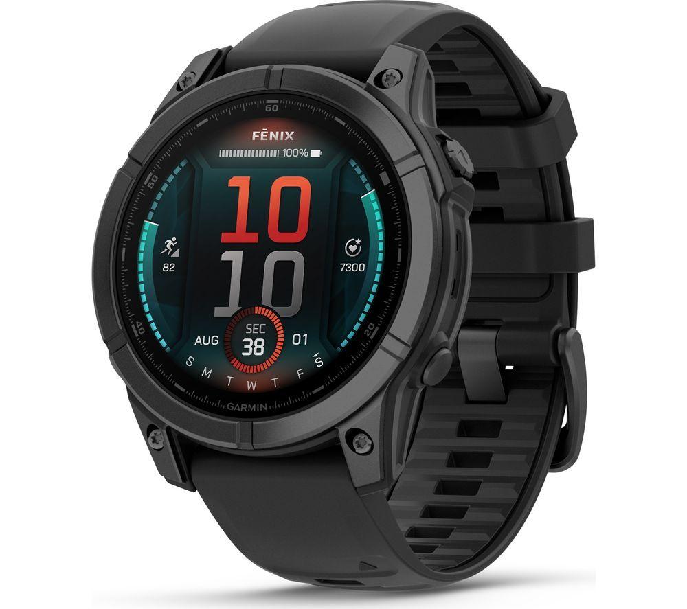 Garmin Fenix E Amoled Smart Watch - Slate Grey Steel & Black, 47 Mm, Black,Silver/Grey
