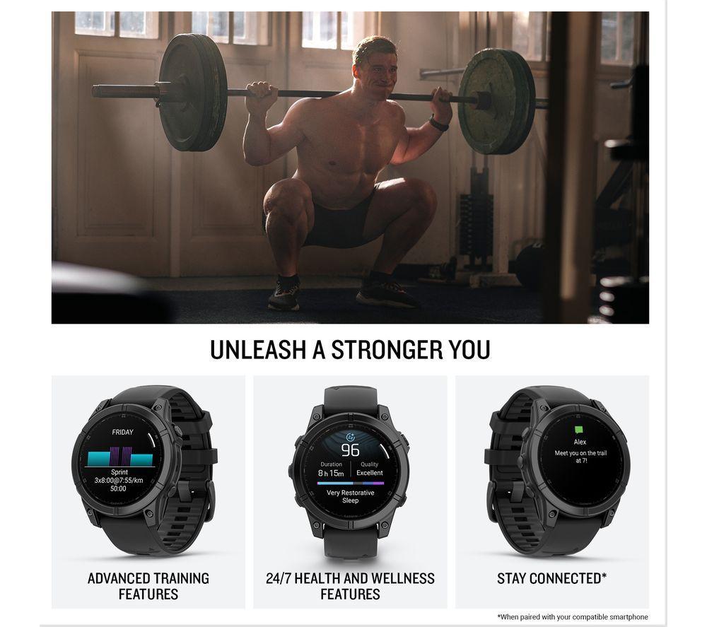 GARMIN fenix E AMOLED Smart Watch - Slate Grey Steel & Black, 47 mm image number 4 of 7