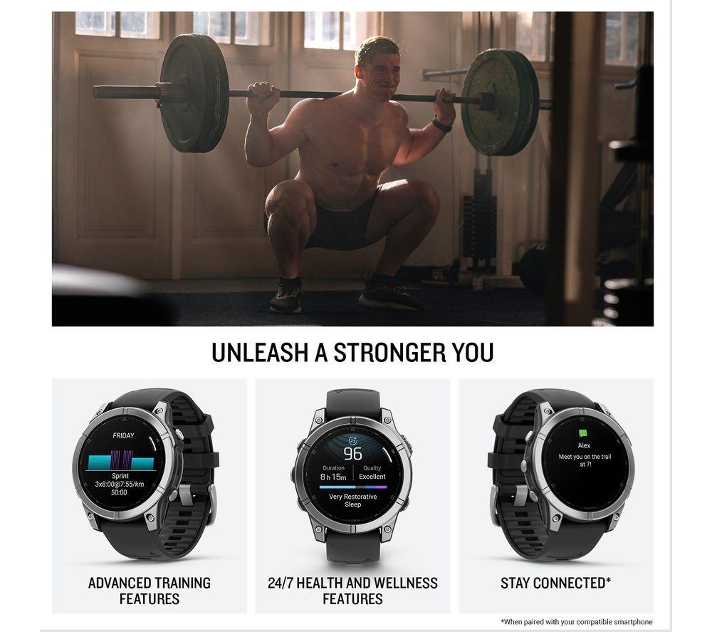 GARMIN fenix E AMOLED Smart Watch - Stainless Steel & Black, 47 mm image number 4 of 7