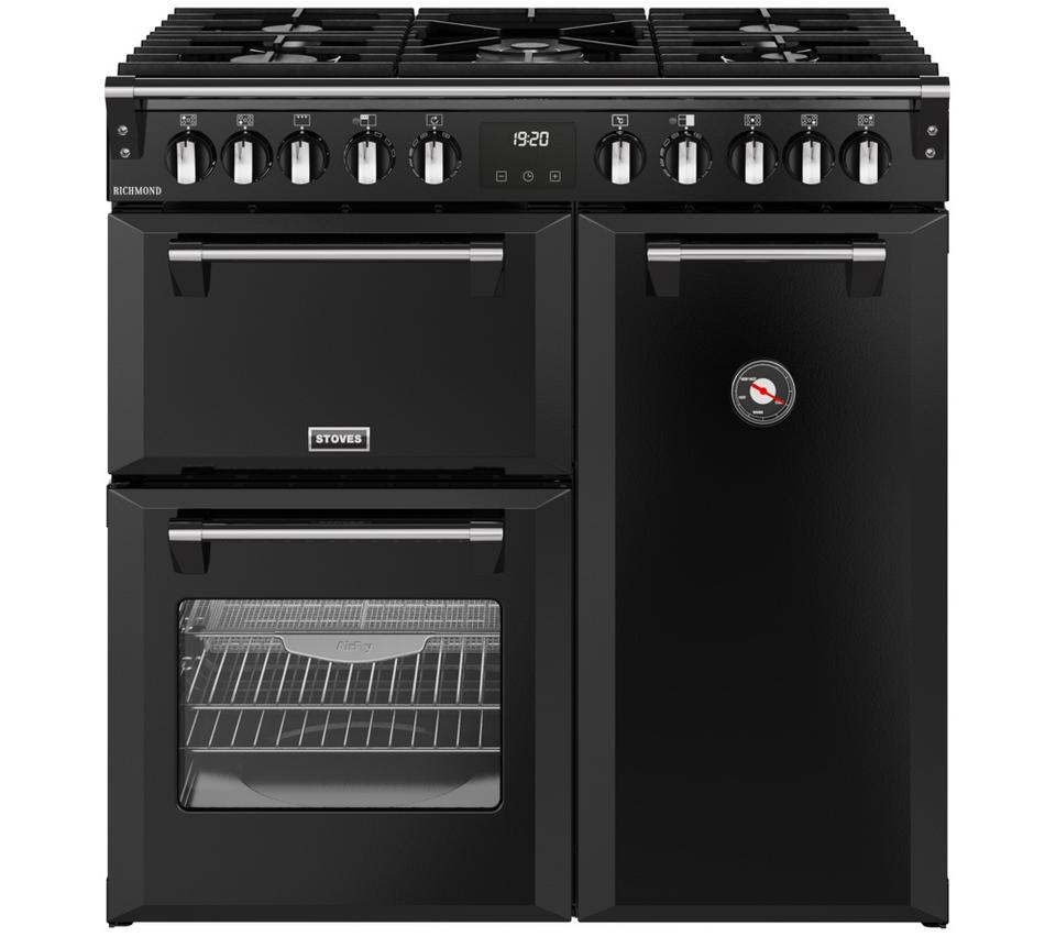 STOVES Richmond 90DF 90 cm Dual Fuel Range Cooker - Black & Chrome