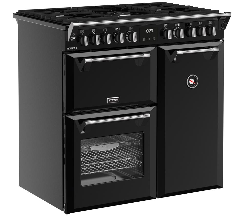 STOVES Richmond 90DF 90 cm Dual Fuel Range Cooker - Black & Chrome image number 3 of 22