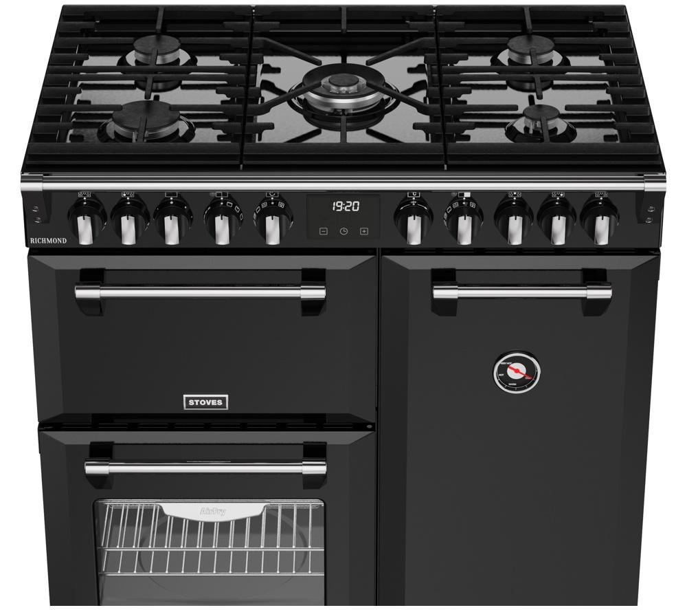 STOVES Richmond 90DF 90 cm Dual Fuel Range Cooker - Black & Chrome image number 7 of 22