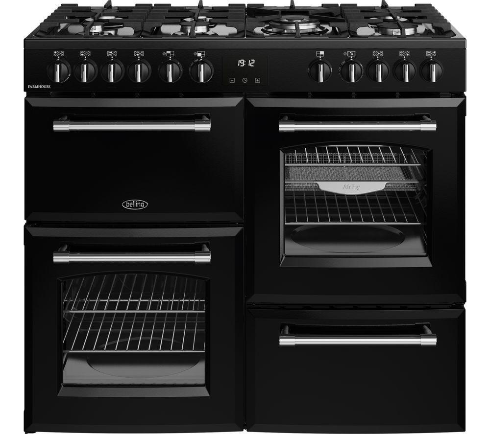 BELLING Farmhouse 100DF Dual Fuel Range Cooker - Black & Chrome