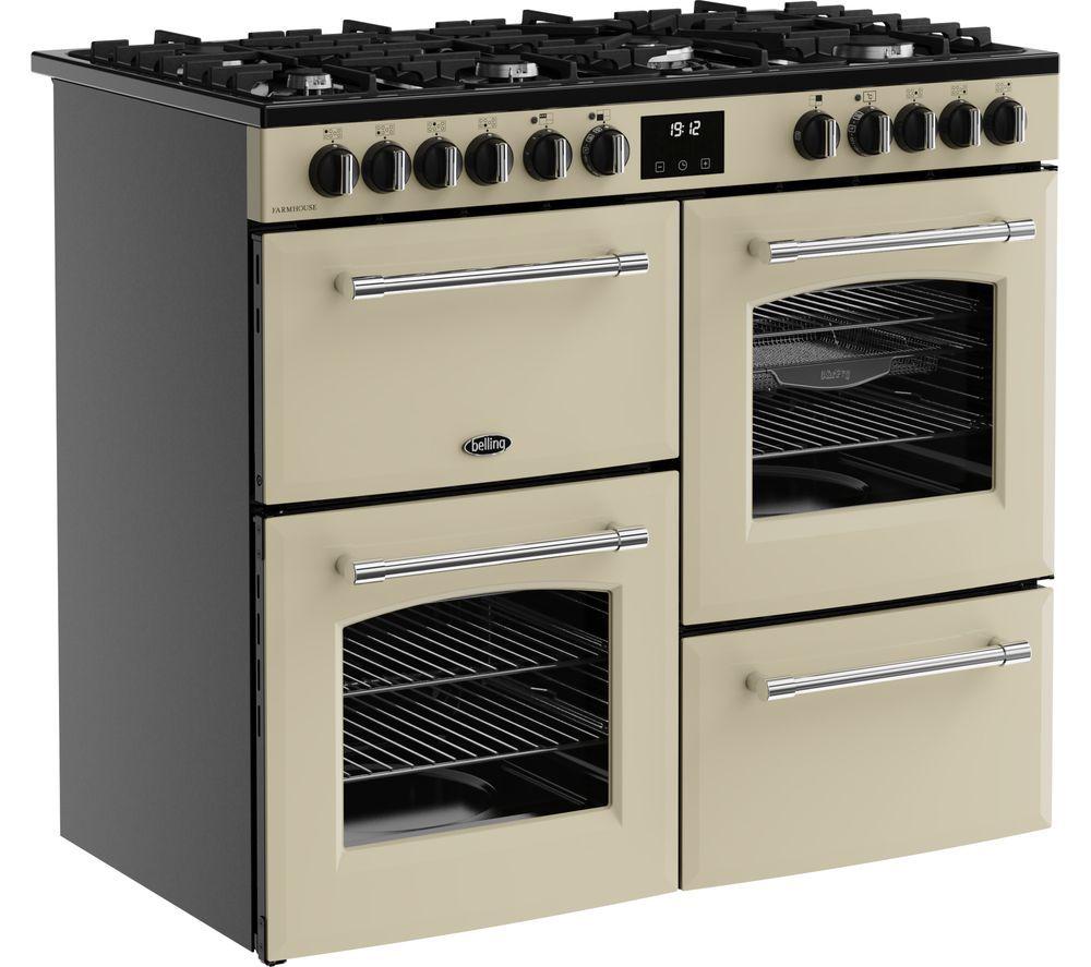 BELLING Farmhouse 100DF Dual Fuel Range Cooker - Cream & Chrome image number 3 of 21