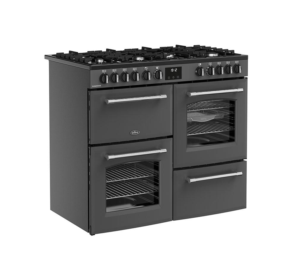 BELLING Farmhouse 100DF Dual Fuel Range Cooker - Anthracite & Chrome image number 3 of 21