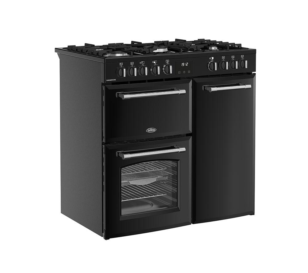BELLING Farmhouse 90DF Dual Fuel Range Cooker - Black & Chrome image number 3 of 19