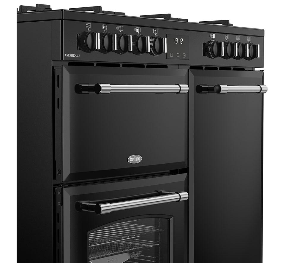 BELLING Farmhouse 90DF Dual Fuel Range Cooker - Black & Chrome image number 6 of 19