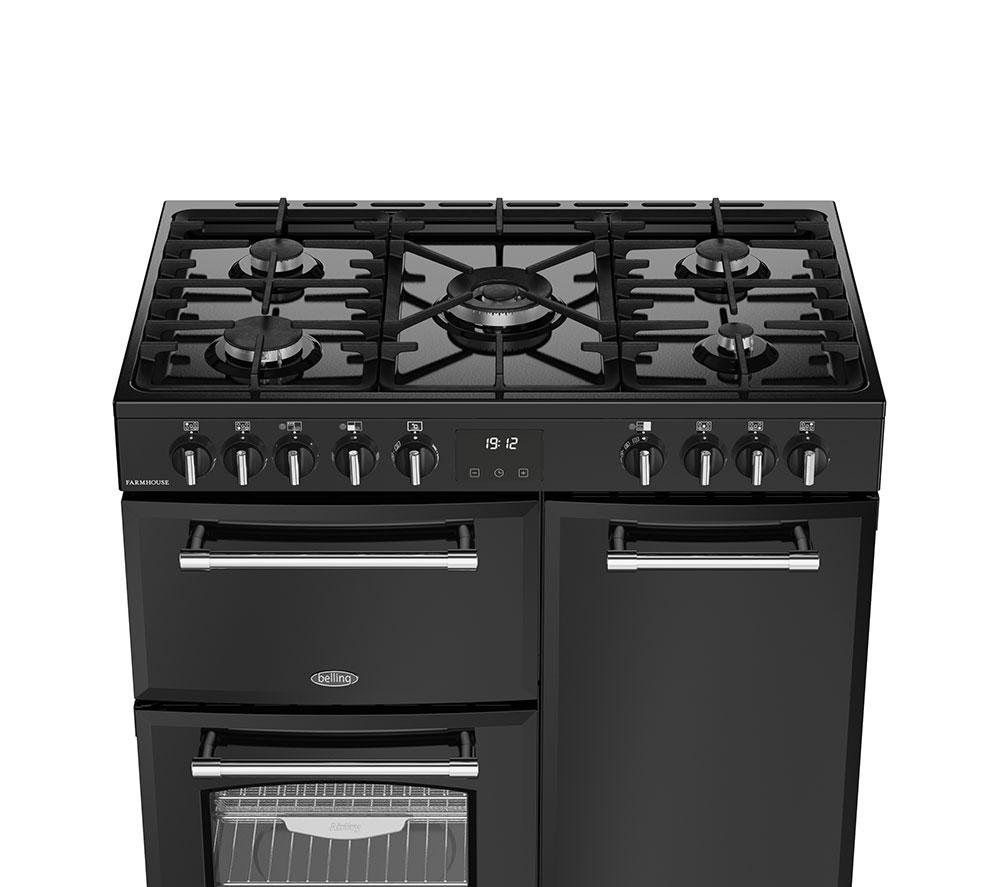 BELLING Farmhouse 90DF Dual Fuel Range Cooker - Black & Chrome image number 7 of 19