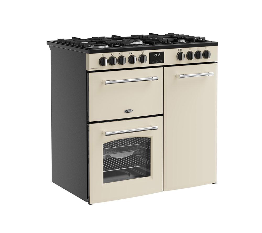 BELLING Farmhouse 90DF Dual Fuel Range Cooker - Cream & Chrome image number 3 of 20