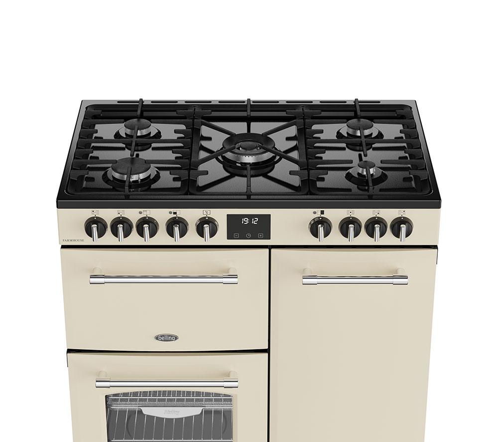 BELLING Farmhouse 90DF Dual Fuel Range Cooker - Cream & Chrome image number 7 of 20
