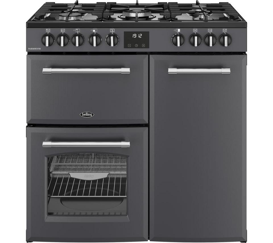 BELLING Farmhouse 90DF Dual Fuel Range Cooker - Anthracite & Chrome