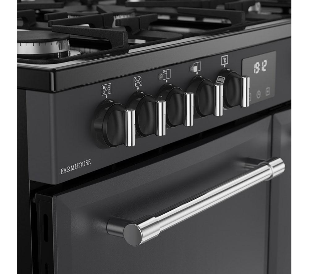 BELLING Farmhouse 90DF Dual Fuel Range Cooker - Anthracite & Chrome image number 5 of 20
