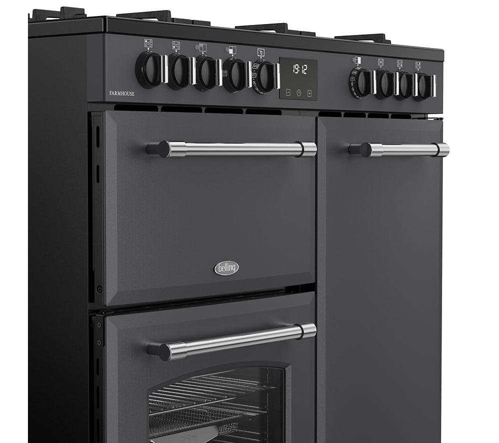 BELLING Farmhouse 90DF Dual Fuel Range Cooker - Anthracite & Chrome image number 6 of 20