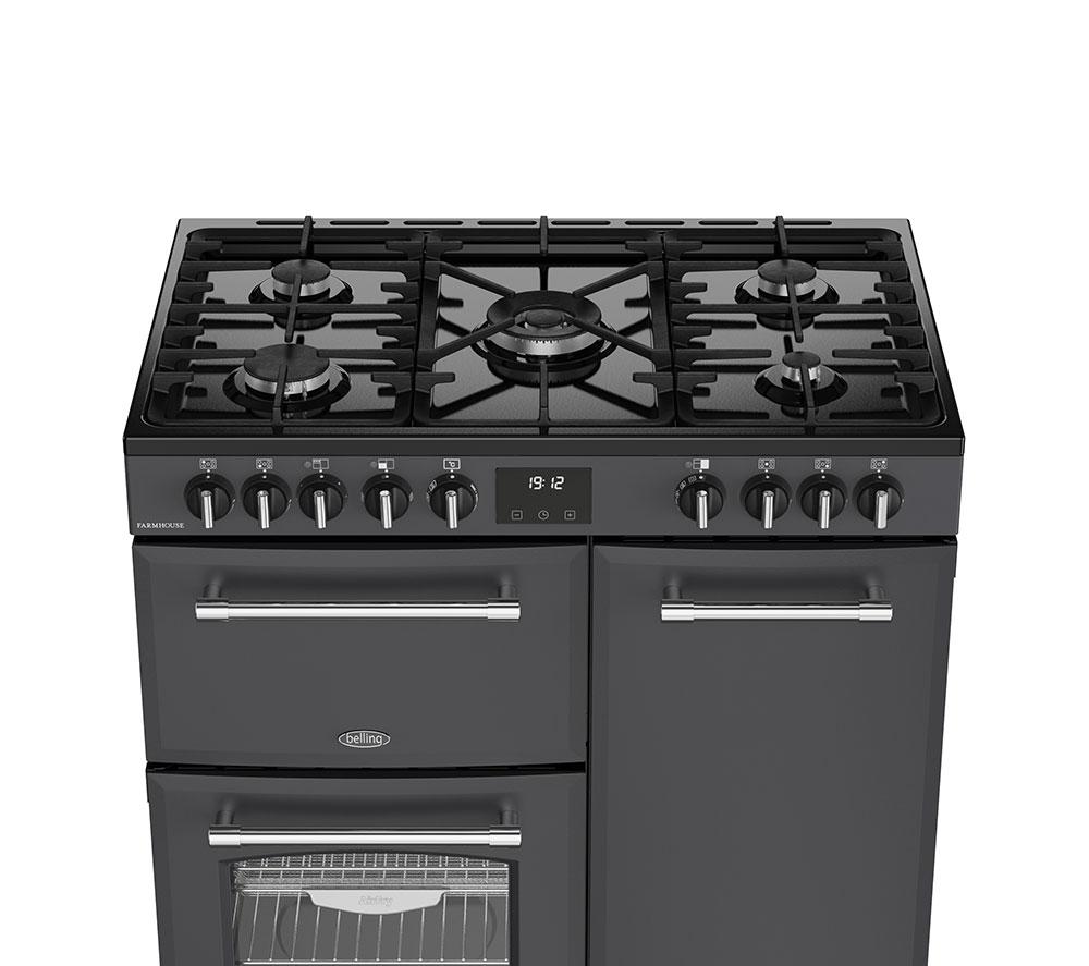 BELLING Farmhouse 90DF Dual Fuel Range Cooker - Anthracite & Chrome image number 7 of 20