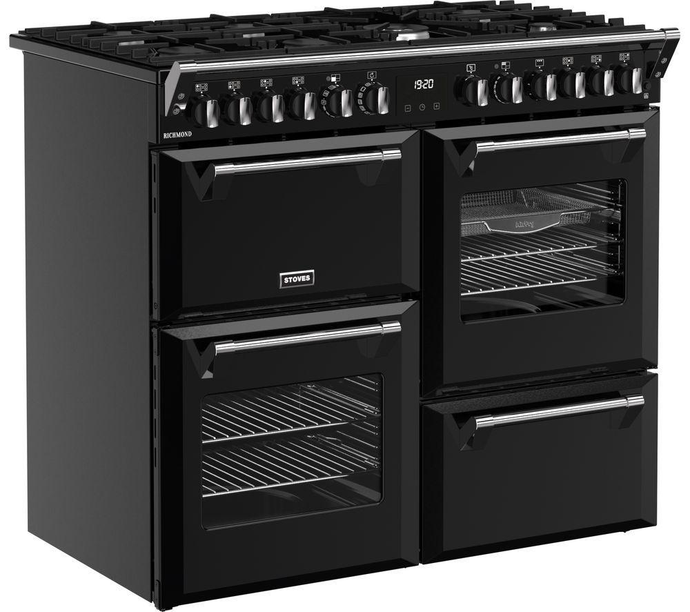 STOVES Richmond 100DF Dual Fuel Range Cooker - Black & Chrome image number 3 of 22