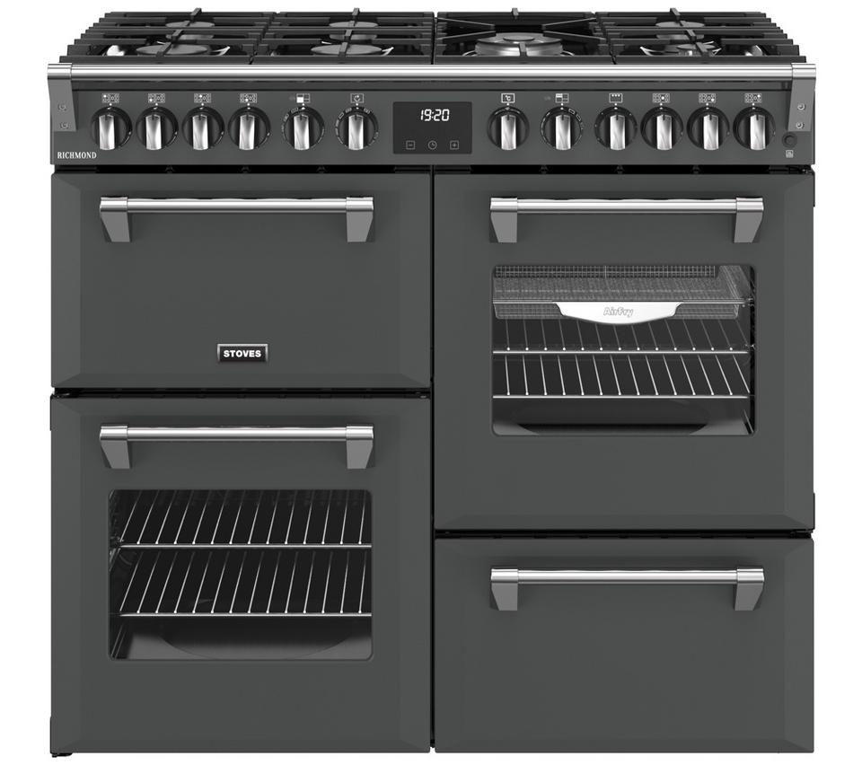 STOVES Richmond 100DF Dual Fuel Range Cooker - Anthracite & Chrome