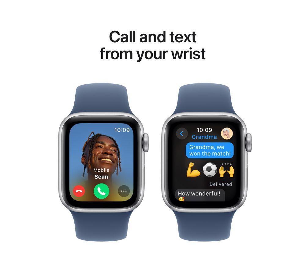 APPLE Watch SE - 40 mm Silver Aluminium Case with Denim Sport Band, M/L image number 4 of 8