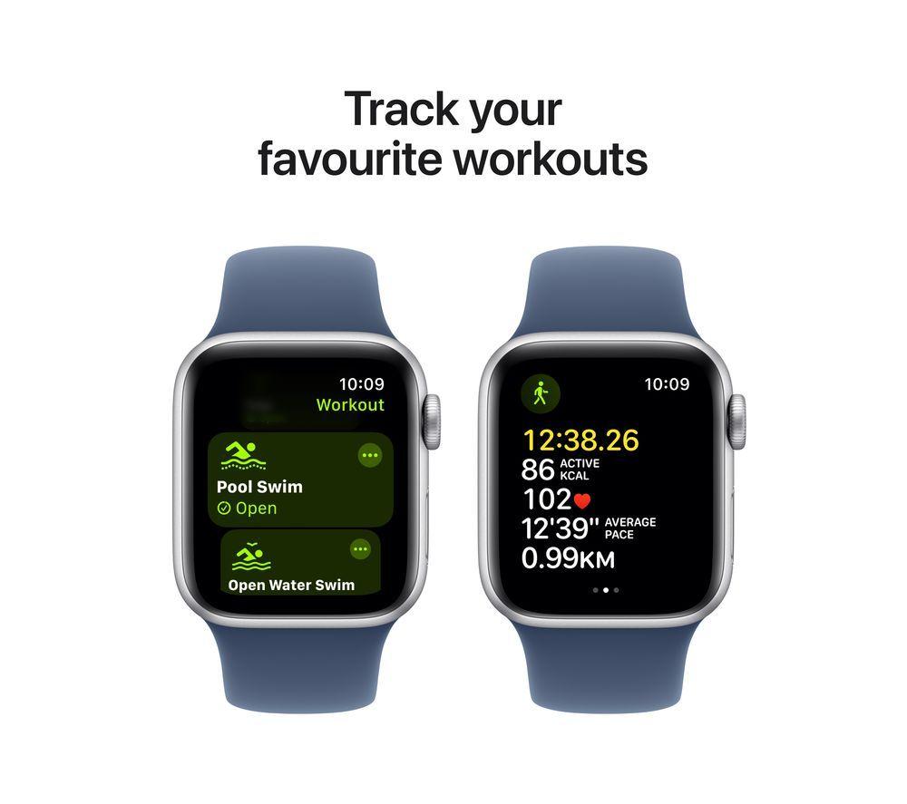 APPLE Watch SE - 40 mm Silver Aluminium Case with Denim Sport Band, M/L image number 6 of 8