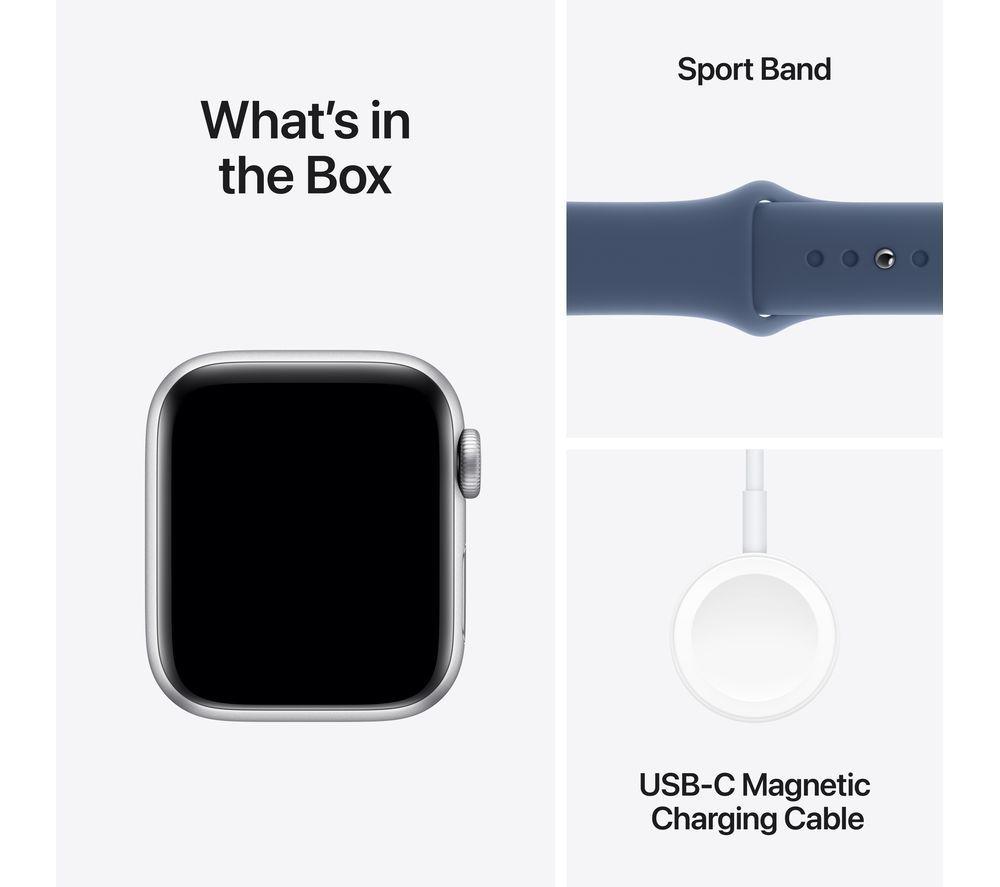 APPLE Watch SE - 40 mm Silver Aluminium Case with Denim Sport Band, M/L image number 7 of 8