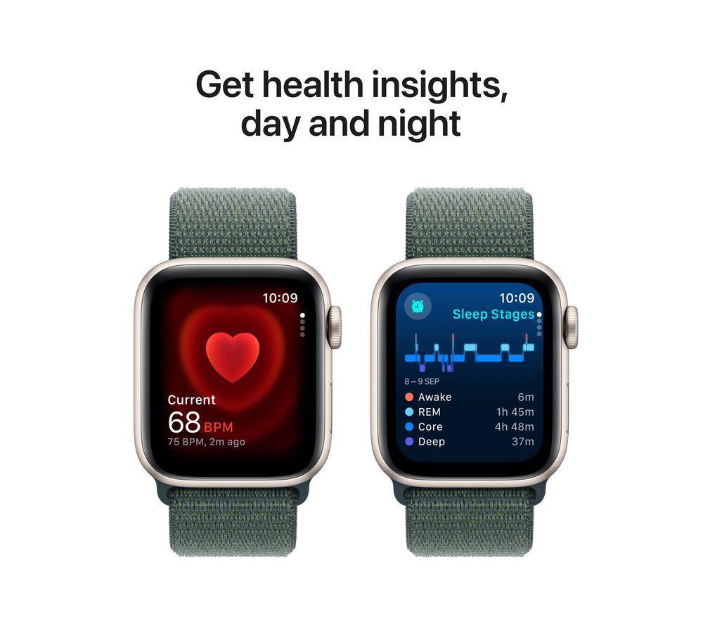 APPLE Watch SE - 40 mm Starlight Aluminium Case with Lake Green Sport Loop image number 5 of 8