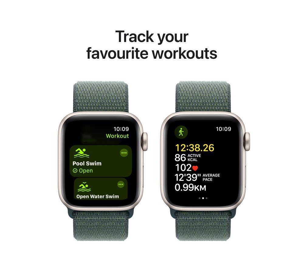 APPLE Watch SE - 40 mm Starlight Aluminium Case with Lake Green Sport Loop image number 6 of 8